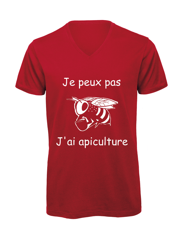 T-shirt homme col v "Je peux pas j'ai apiculture"