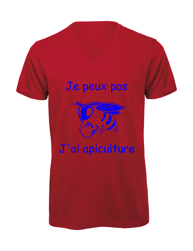 T-shirt homme col v "Je peux pas j'ai apiculture"