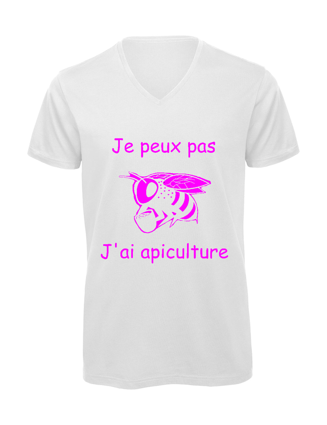 T-shirt homme col v "Je peux pas j'ai apiculture"
