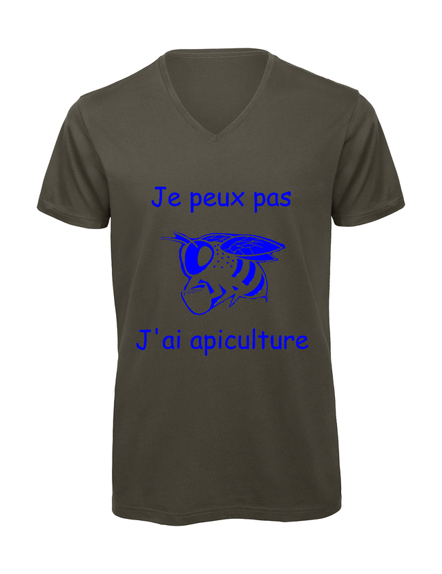 T-shirt homme col v "Je peux pas j'ai apiculture"
