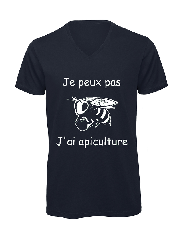 T-shirt homme col v "Je peux pas j'ai apiculture"
