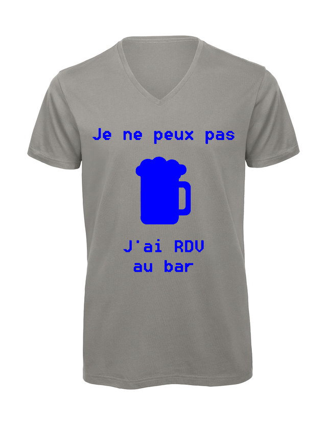 T-shirt homme col v "Je peux pas j'ai encore rdv au bar"