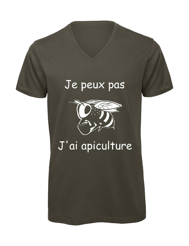 T-shirt homme col v "Je peux pas j'ai apiculture"