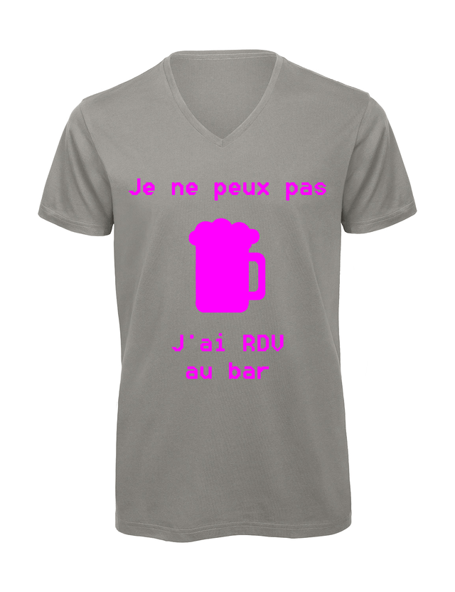 T-shirt homme col v "Je peux pas j'ai encore rdv au bar"