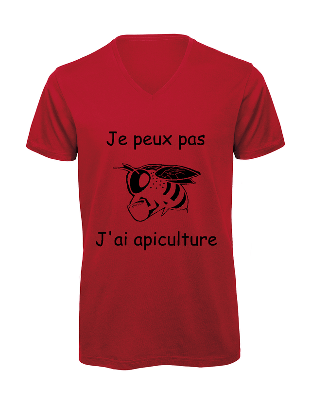 T-shirt homme col v "Je peux pas j'ai apiculture"