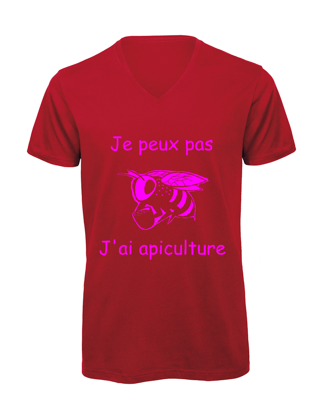 T-shirt homme col v "Je peux pas j'ai apiculture"