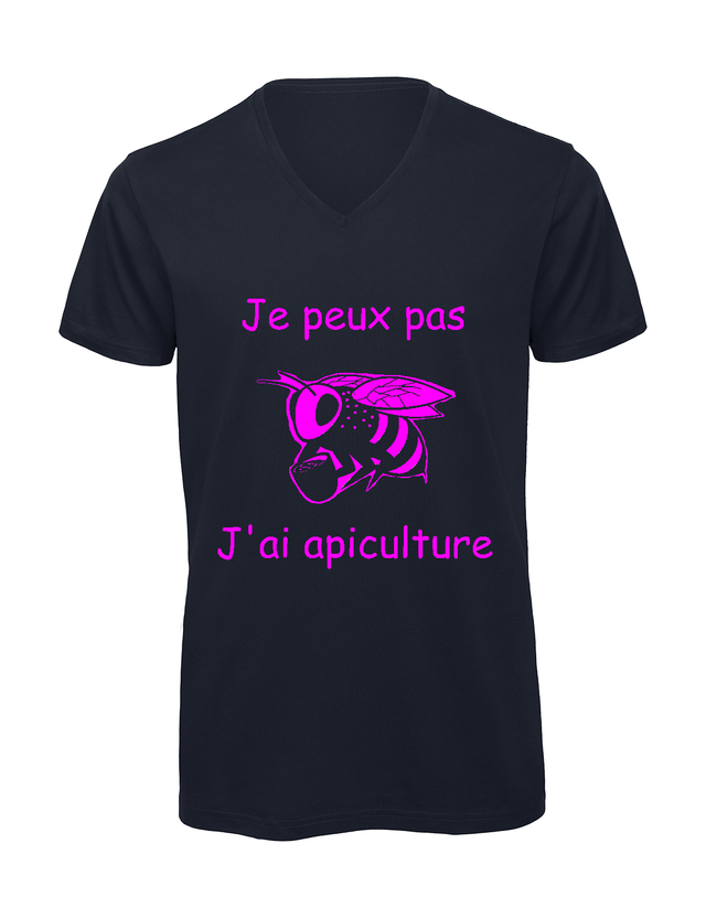 T-shirt homme col v "Je peux pas j'ai apiculture"