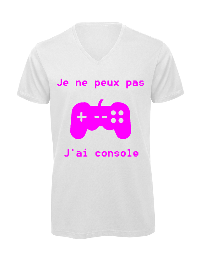 T-shirt homme col v "Je peux pas j'ai console"