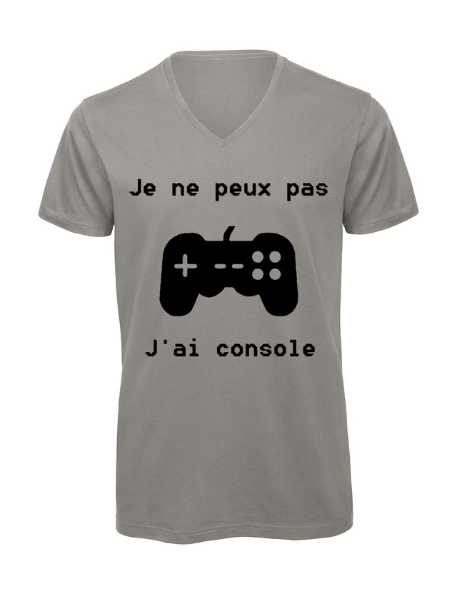 T-shirt homme col v "Je peux pas j'ai console"