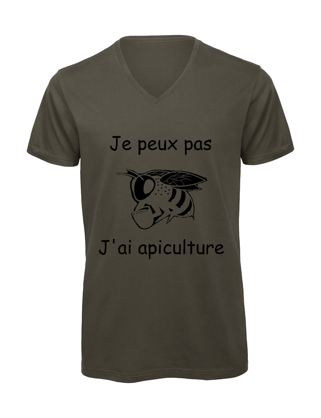 T-shirt homme col v "Je peux pas j'ai apiculture"