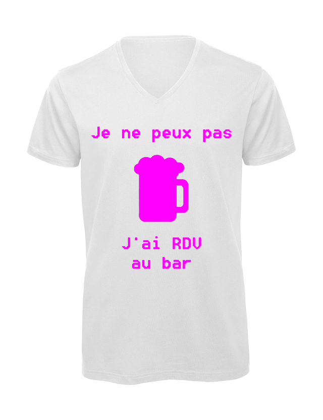 T-shirt homme col v "Je peux pas j'ai encore rdv au bar"