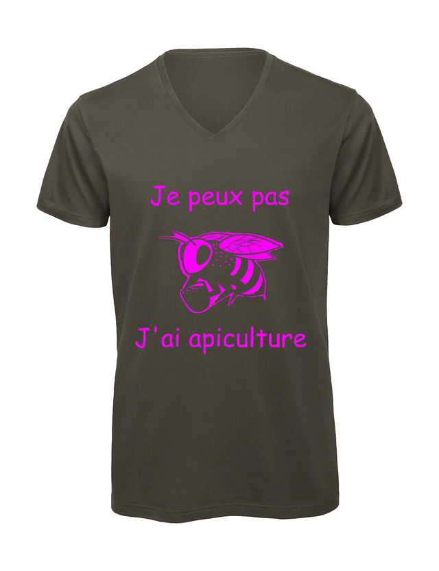 T-shirt homme col v "Je peux pas j'ai apiculture"
