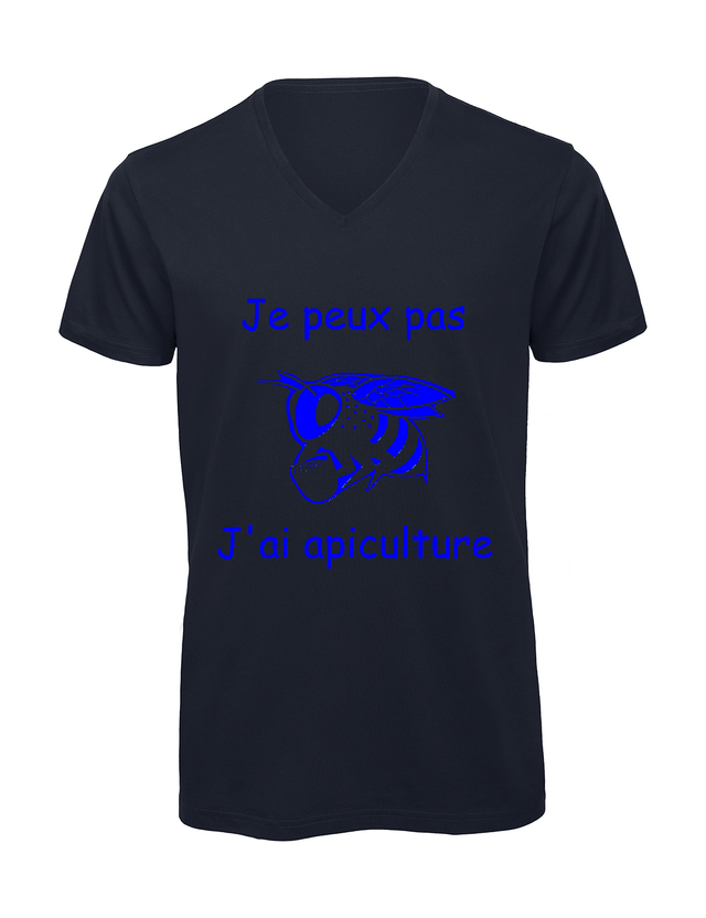 T-shirt homme col v "Je peux pas j'ai apiculture"