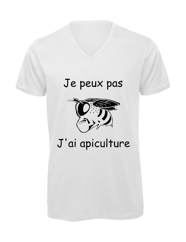 T-shirt homme col v "Je peux pas j'ai apiculture"