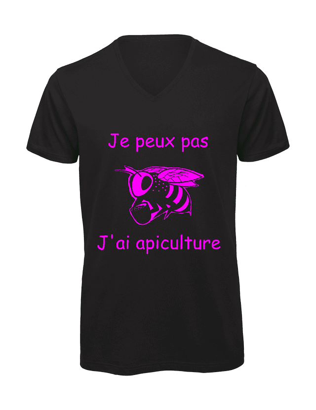 T-shirt homme col v &quot;Je peux pas j&#039;ai apiculture&quot;